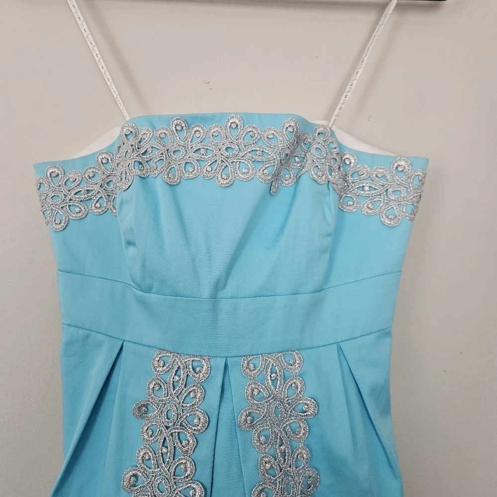 Lilly Pulitzer Betsy Strapless Strech In Tiffamy Blue Dress Size 2 - Picture 4 of 8